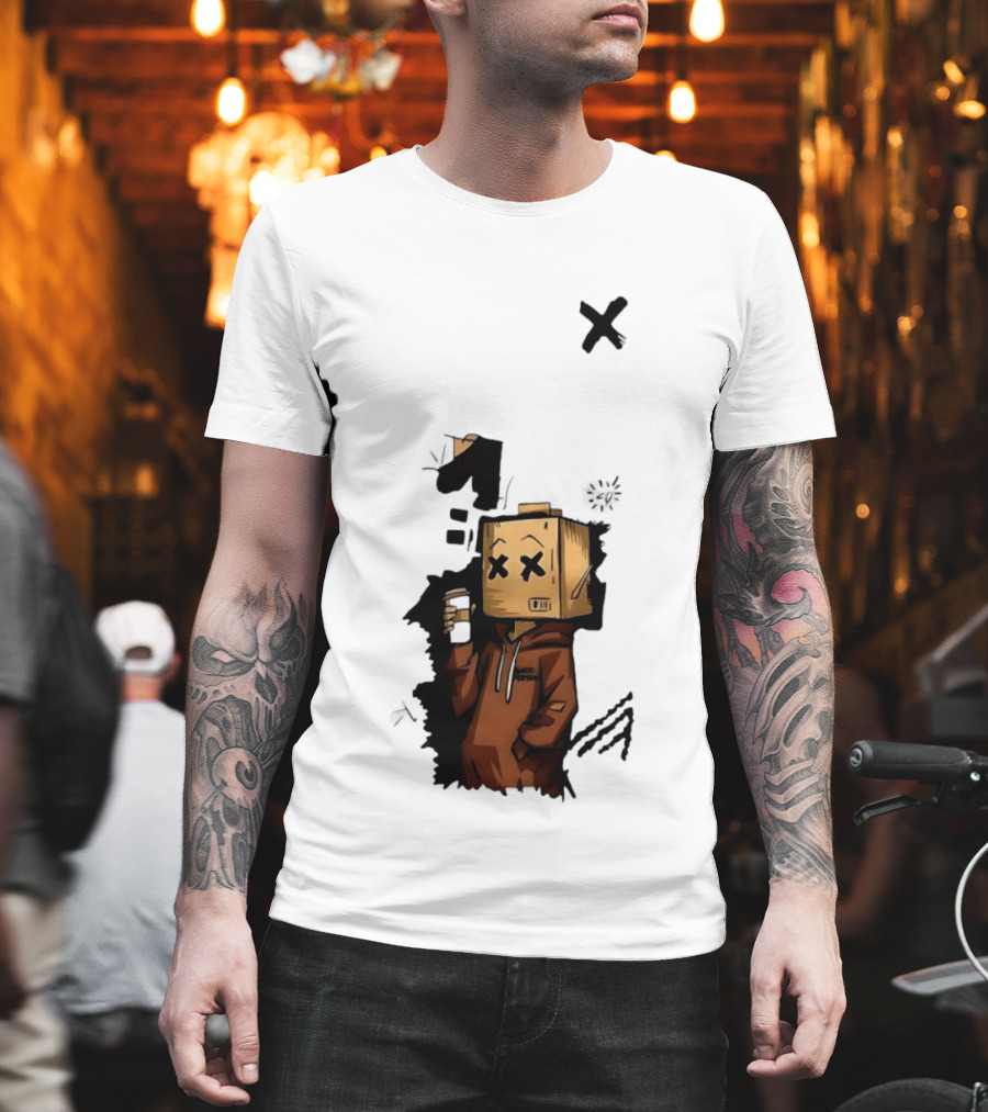 Good Person Box Head Drinking Coffee T-Shirt