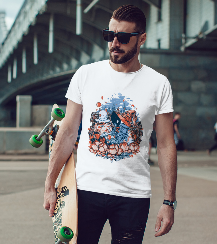 Vivi Ornitier Moogles Chocobos Day Of Calm Fantasy Blossom Scene T-Shirt