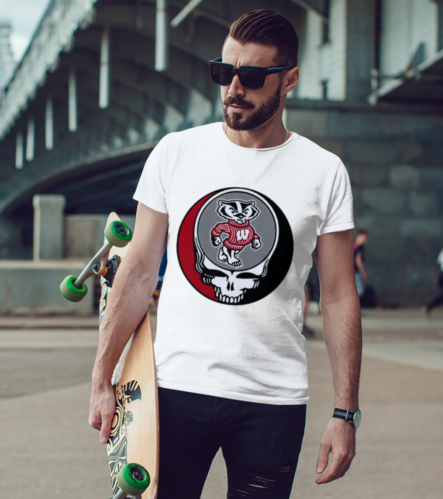 Grateful Dead Wisconsin Badgers Skull And Bucky T-Shirt