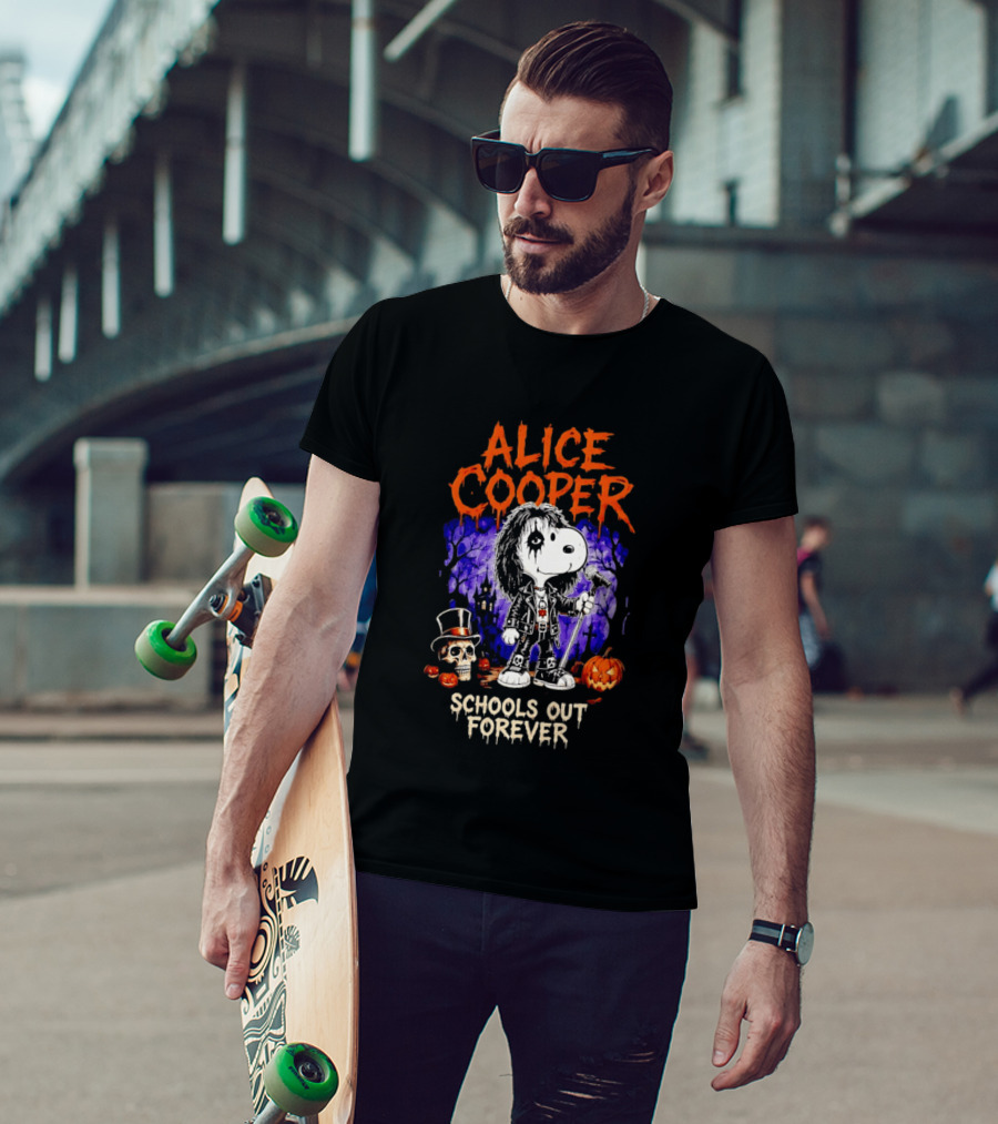 Alice Cooper Snoopy Schools Out Forever Halloween Punk Rock Mashup T-Shirt