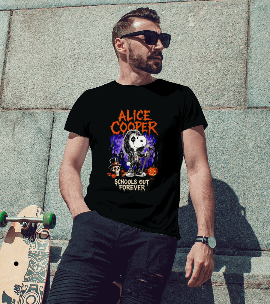 Alice Cooper Snoopy Schools Out Forever Halloween Punk Rock Mashup T-Shirt