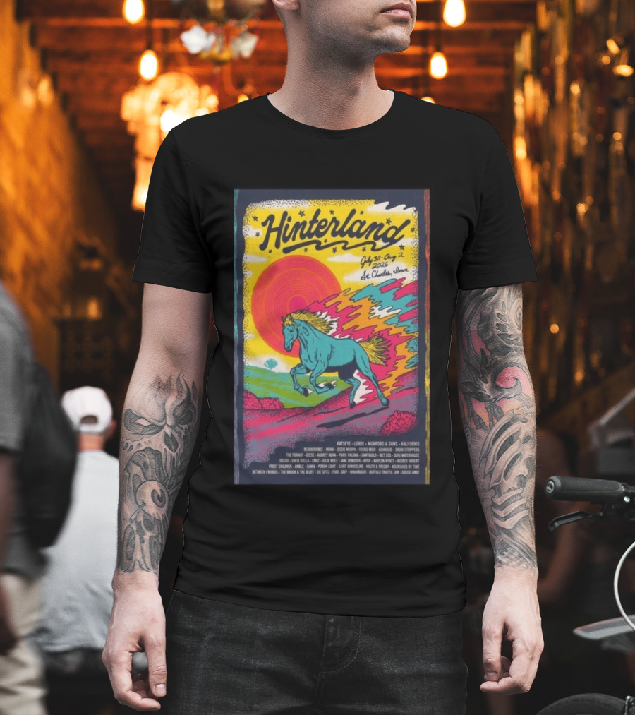 Hinterland Music Festival 2026 St. Charles Iowa July 30 August 2 Lineup Kaleidoscopic Horse T-Shirt