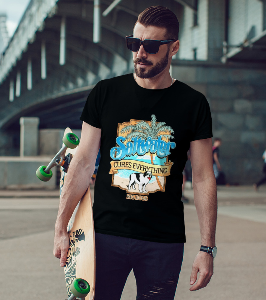 Saltwater Cures Everything Big Dogs Palm Beach Scene T-Shirt