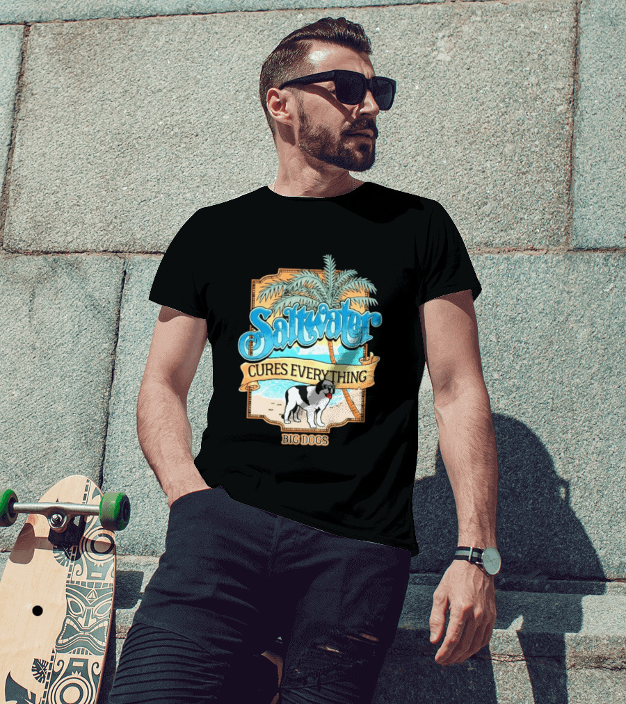 Saltwater Cures Everything Big Dogs Palm Beach Scene T-Shirt