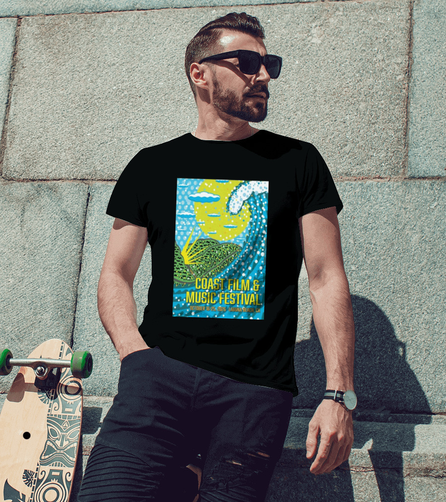 Coast Film And Music Festival Laguna Beach CA October 16 25 2026 Scenic Wave Sun And Clouds T-Shirt