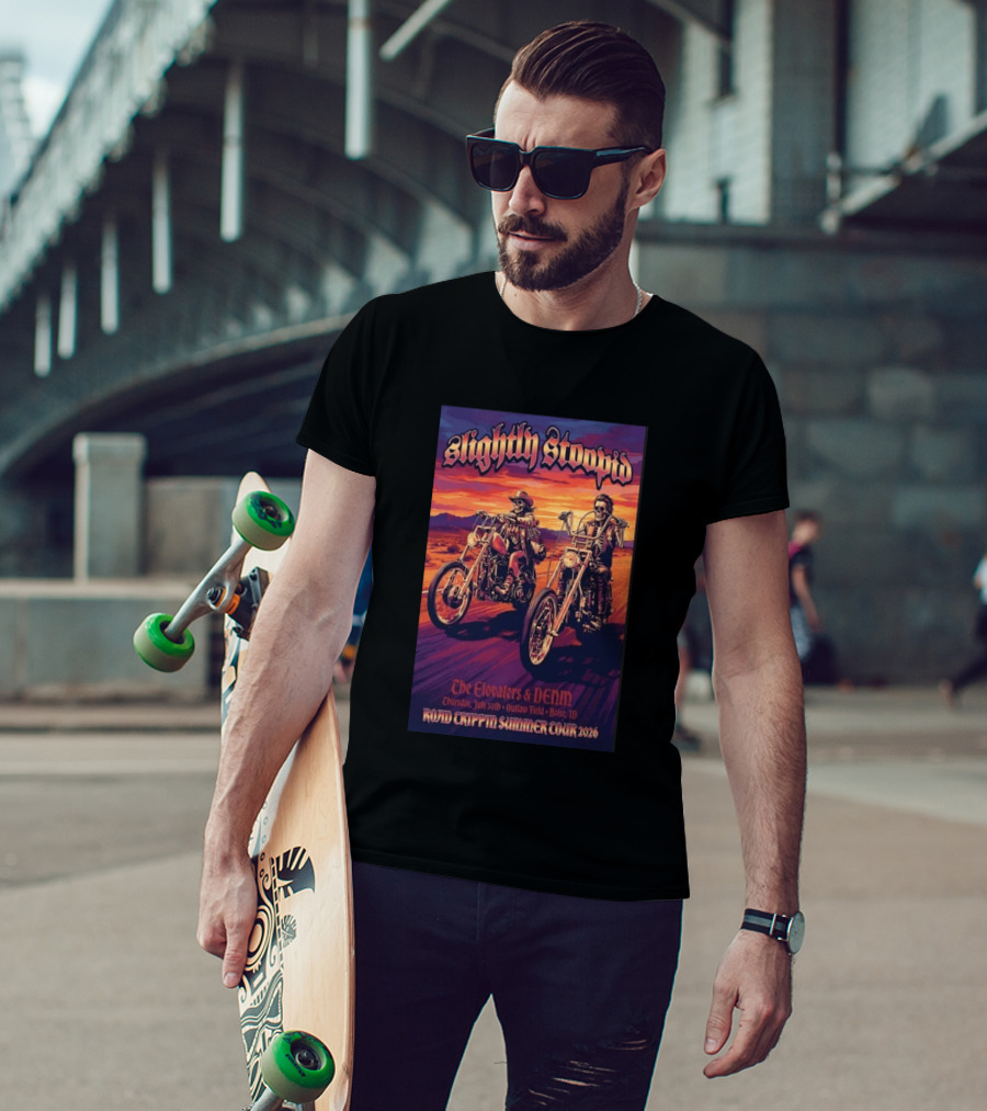 Slightly Stoopid Road Trippin Summer Tour 2026 The Elovaters DENM Boise Thursday July 30 Outlaw Field T-Shirt
