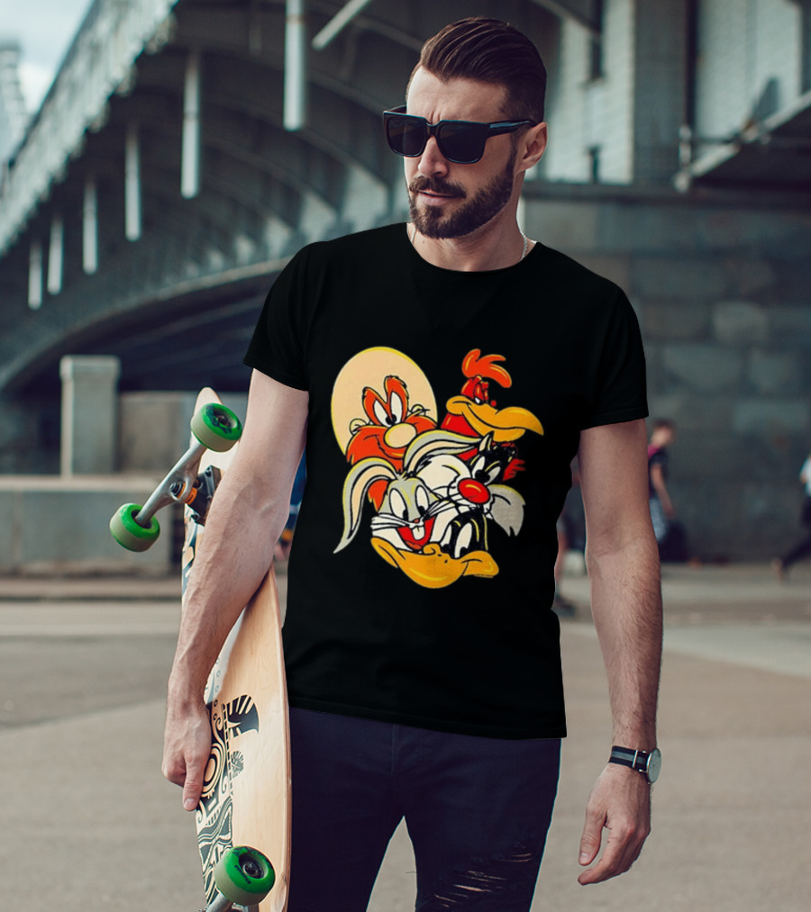 Looney Tunes Smiling Faces Bugs Bunny Sylvester Foghorn Leghorn Taz T-Shirt