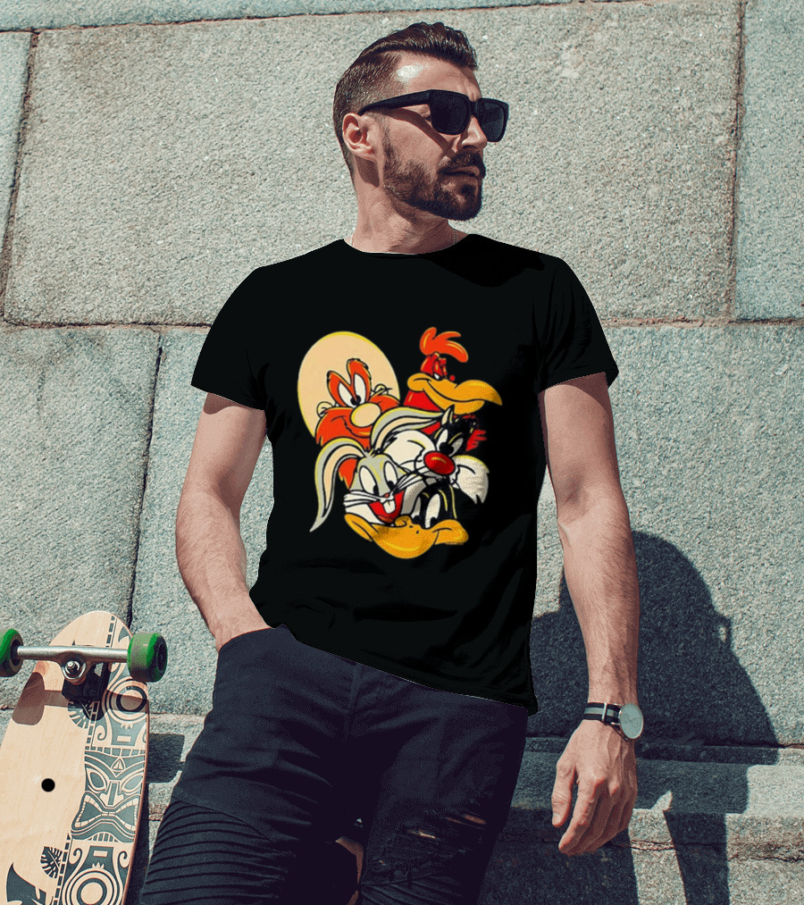 Looney Tunes Smiling Faces Bugs Bunny Sylvester Foghorn Leghorn Taz T-Shirt