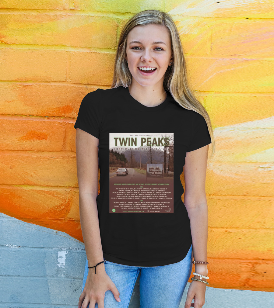 David Roy Williams Presents Twin Peaks Conversation With The Stars Tour Featuring Special Tribute To David Lynch 2023 2024 T-Shirt