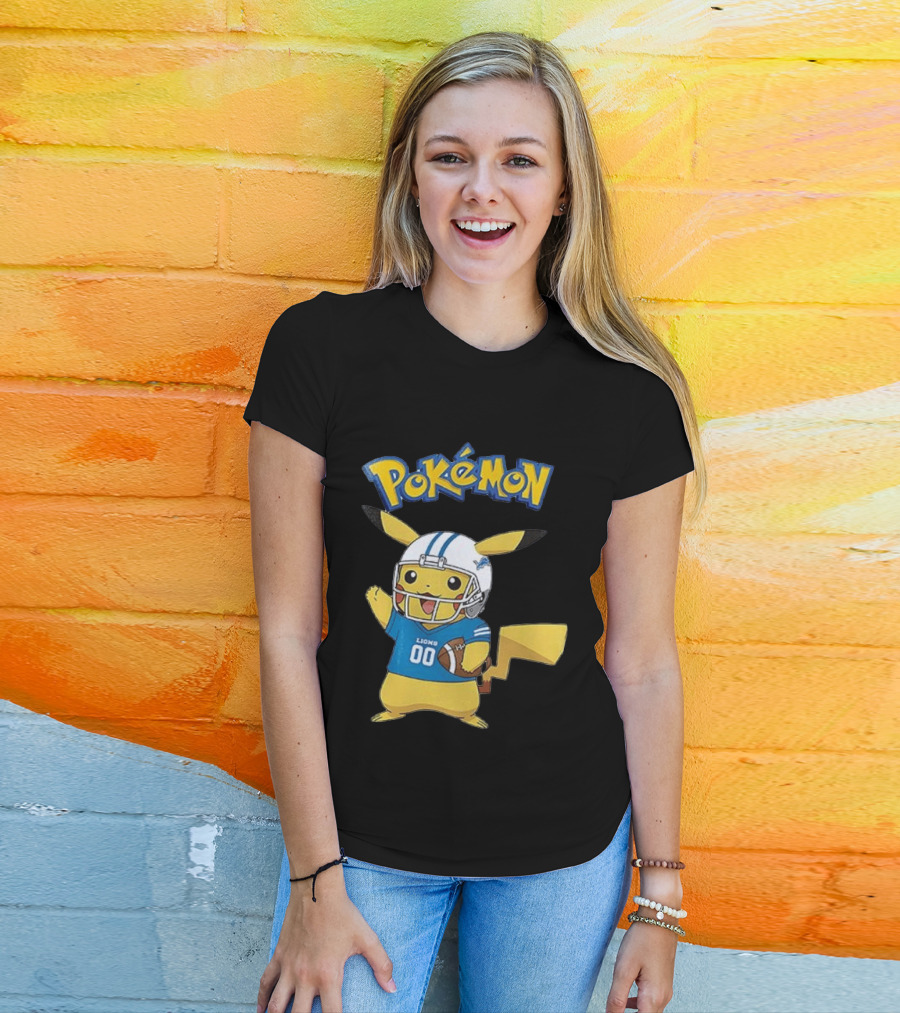 Detroit Lions Pokemon Pikachu Football Fan T-Shirt