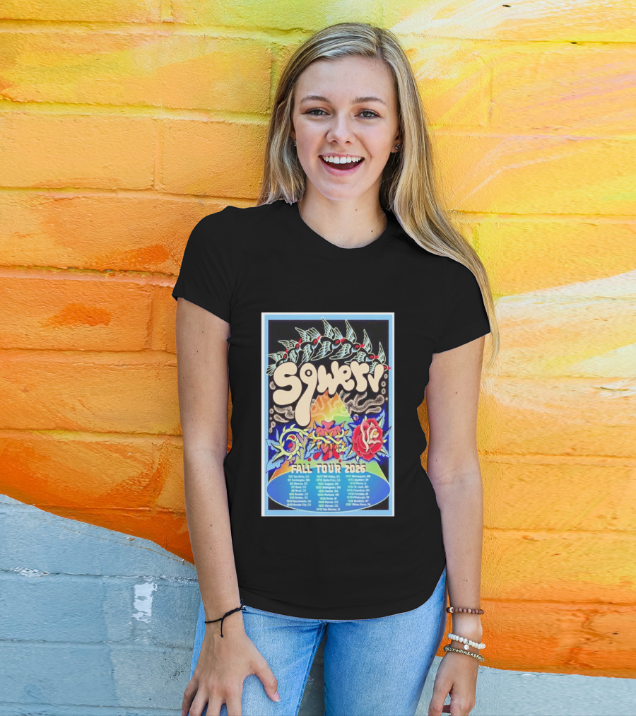 Squeaky Fall Tour 2026 Psychedelic With Rose And Leaf T-Shirt