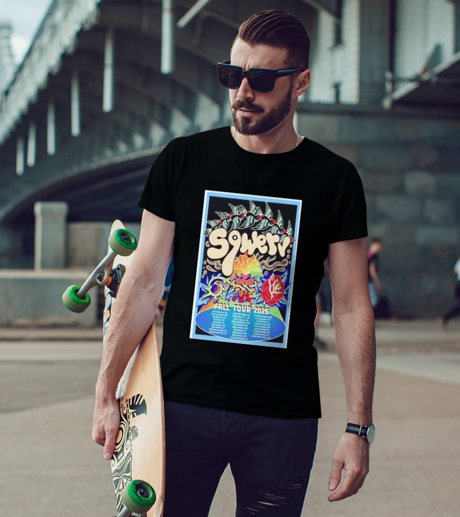 Squeaky Fall Tour 2026 Psychedelic With Rose And Leaf T-Shirt