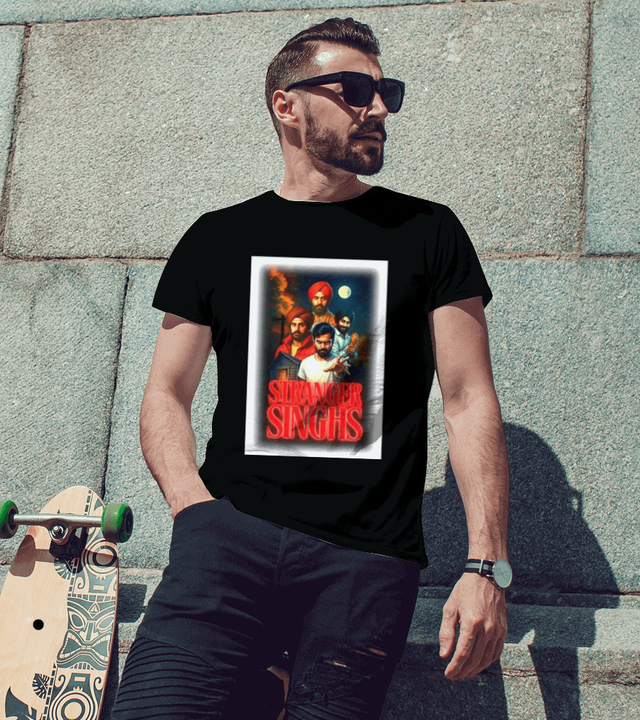 Stranger Singhs Indian Series With Turbaned Characters And Moonlit Sky T-Shirt