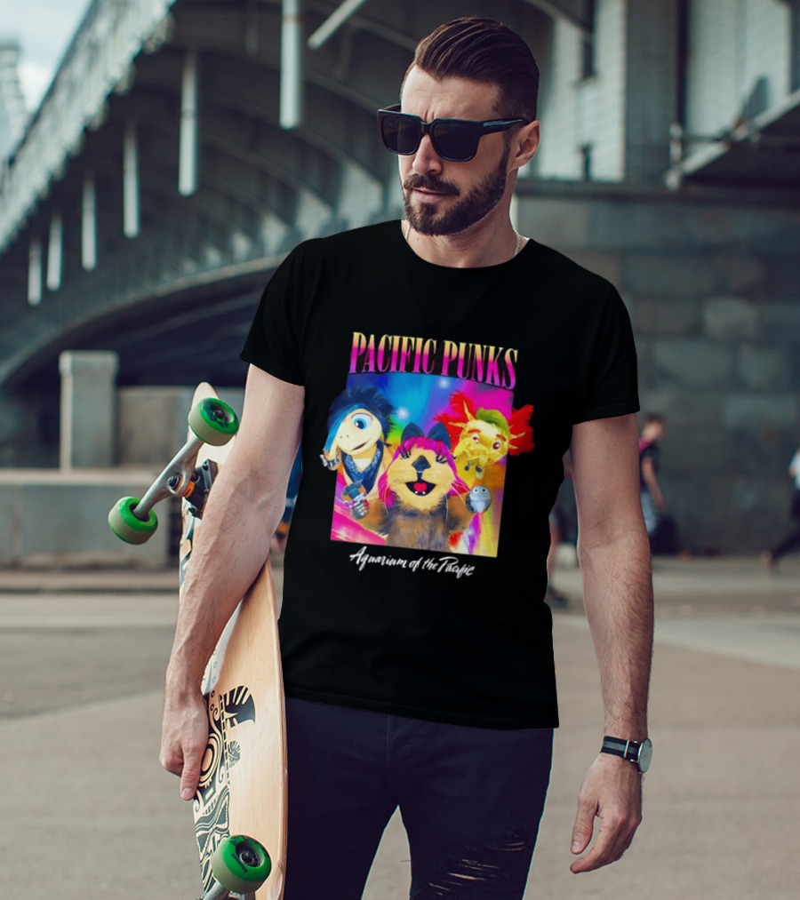 Pacific Punks Aquarium Of The Pacific Puppet Characters Colorful T-Shirt