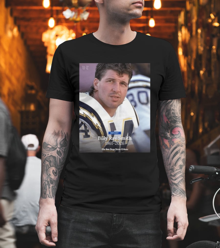Billy Ray Smith 1961 2026 San Diego Chargers Obituary Tribute San Diego Union Tribune T-Shirt