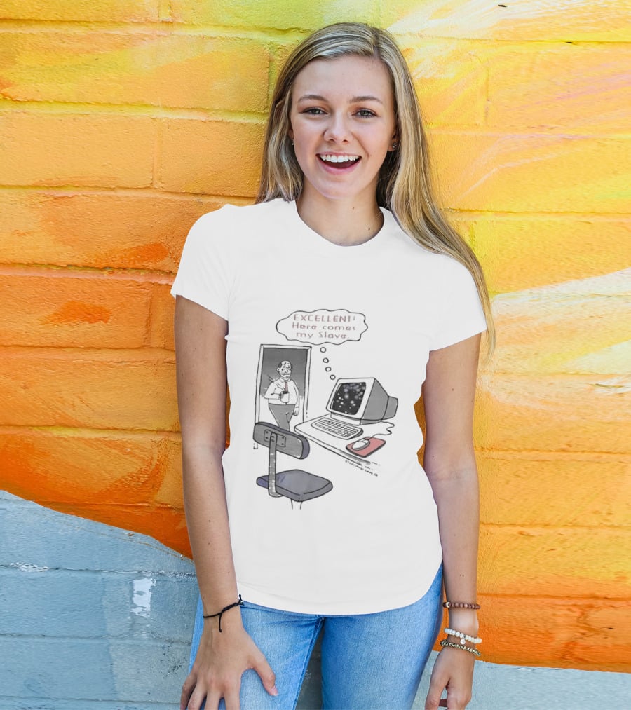 Excellent Here Comes My Slave Computer Retro Humor T-Shirt