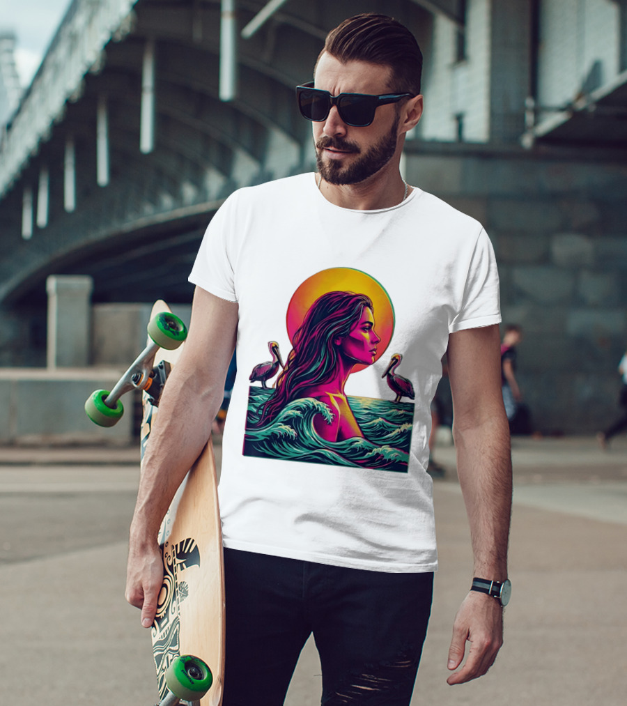 Gulf Coast Sunset Pelican Waves Woman T-Shirt