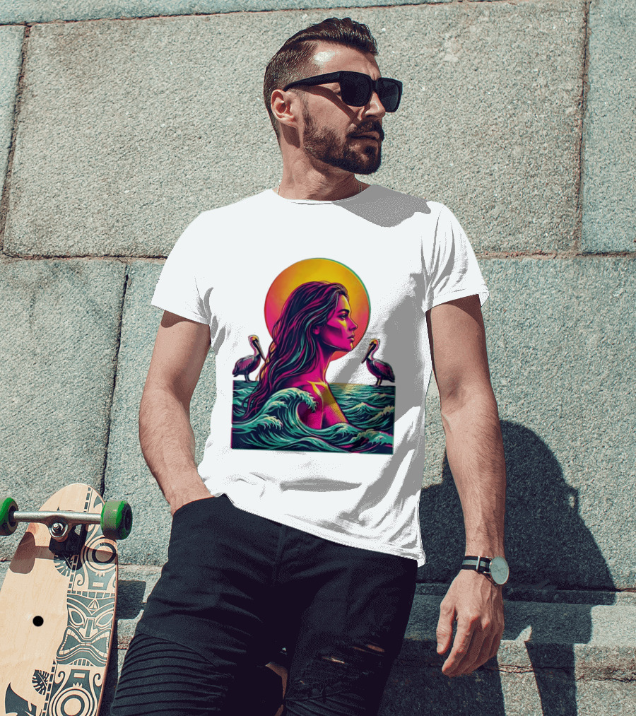 Gulf Coast Sunset Pelican Waves Woman T-Shirt