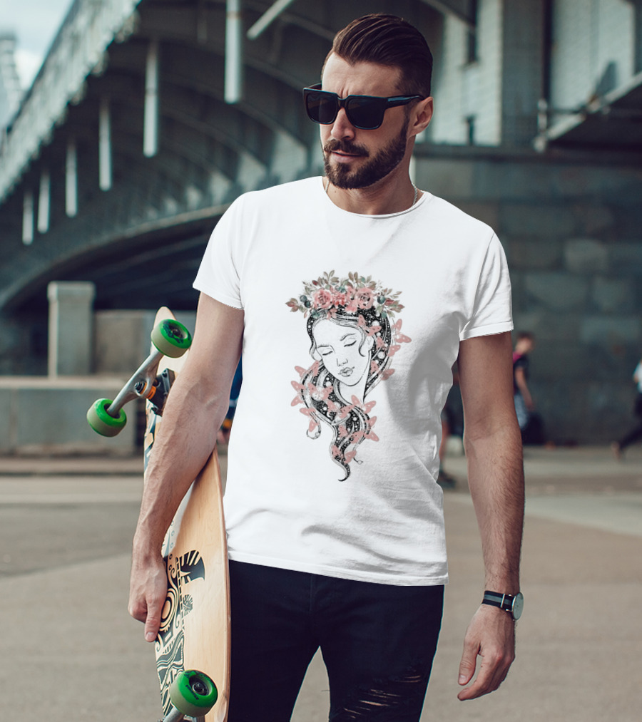 Heavyweight Floral Butterfly Hair T-Shirt