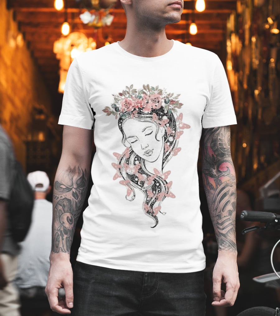 Heavyweight Floral Butterfly Hair T-Shirt