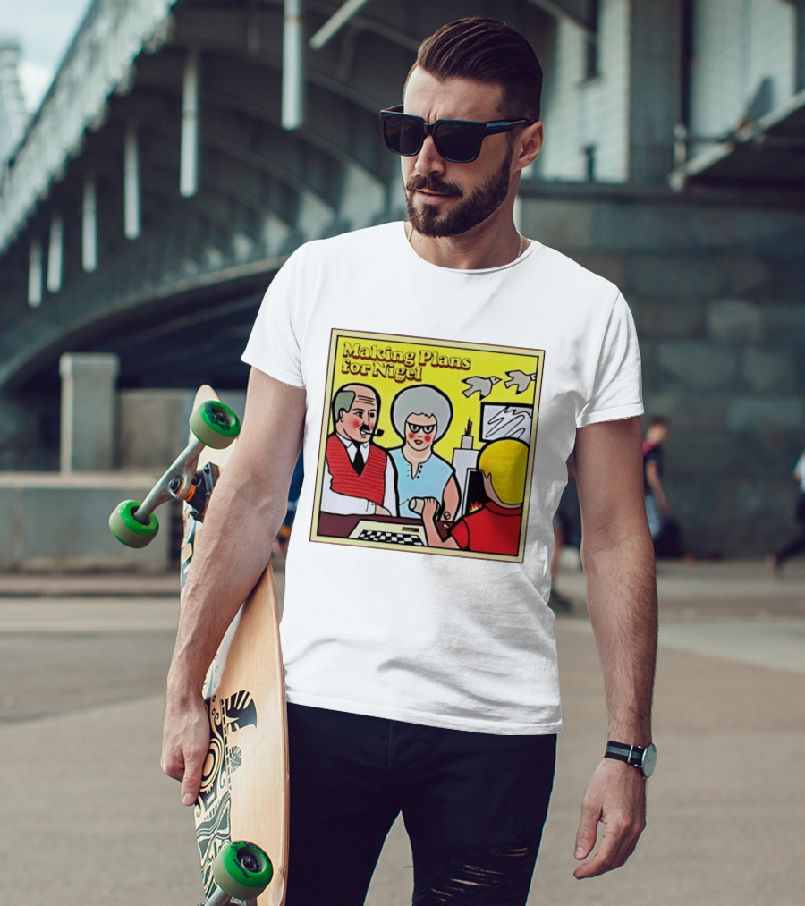 Making Plans For Nigel XTC New Wave English Rock Scene Yellow Background Birds Family T-Shirt