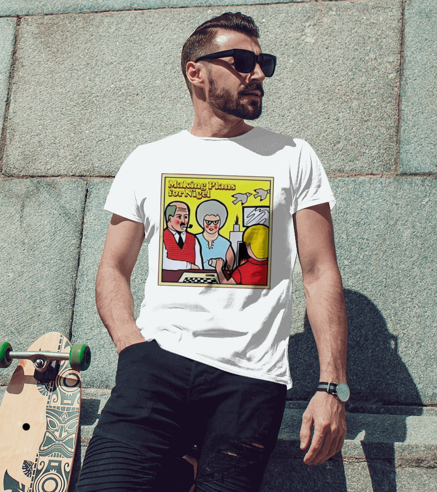 Making Plans For Nigel XTC New Wave English Rock Scene Yellow Background Birds Family T-Shirt