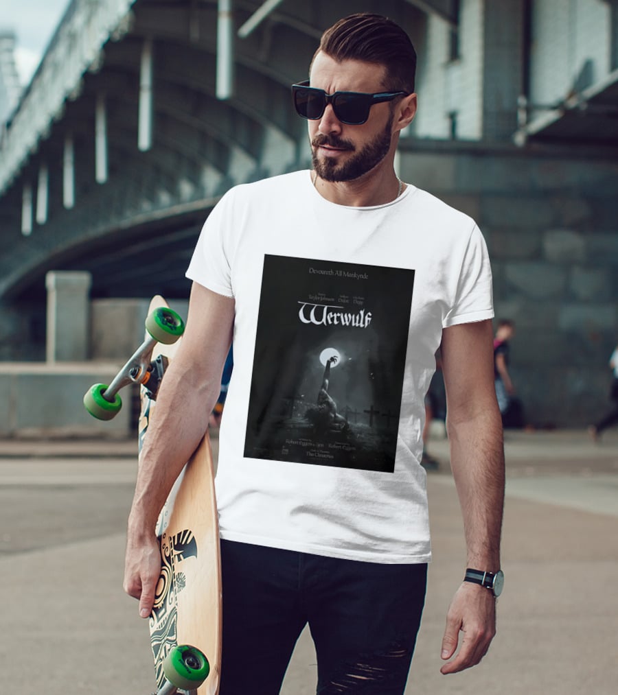 Werwulf Devoureth All Mankynde Featuring Aaron Taylor Johnson Willem Dafoe Lily Rose Depp T-Shirt
