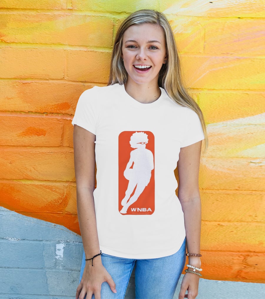 WNBA Maplewedgie Basketball Player White Silhouette On Orange T-Shirt