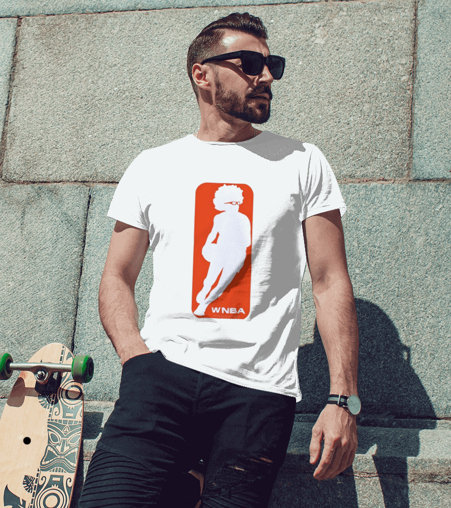 WNBA Maplewedgie Basketball Player White Silhouette On Orange T-Shirt