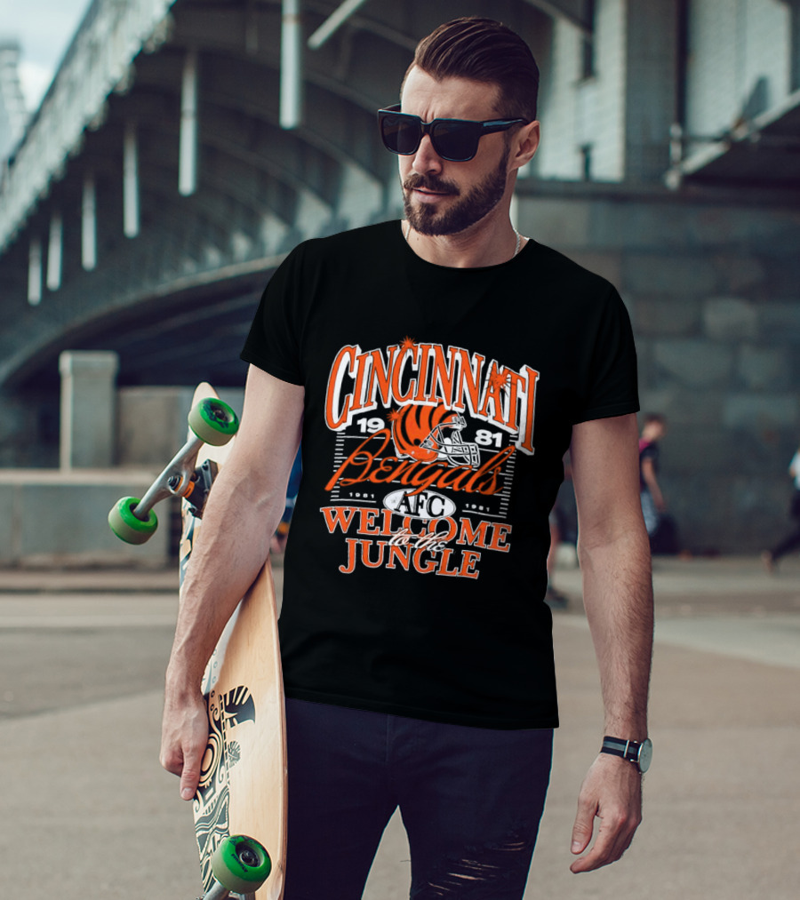 Cincinnati Bengals 1981 Welcome To The Jungle AFC Helmet T-Shirt