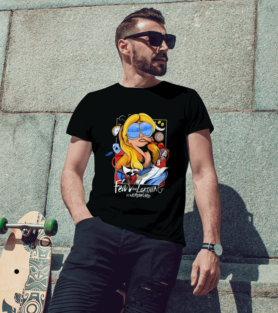 Alice Fear And Loathing In Wonderland Smoking Sunglasses Psychedelic T-Shirt