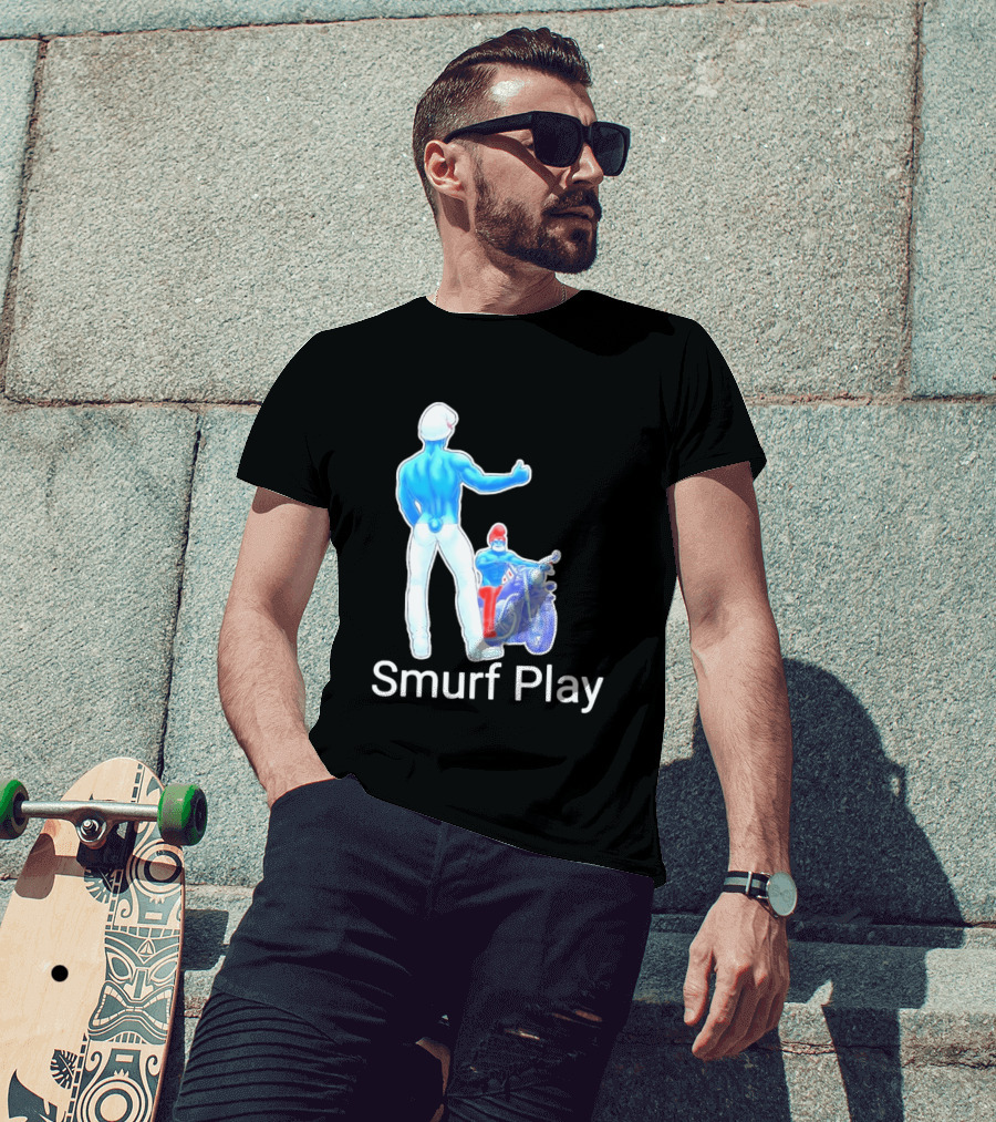 Smurf Play Gay LGBT Biker T-Shirt