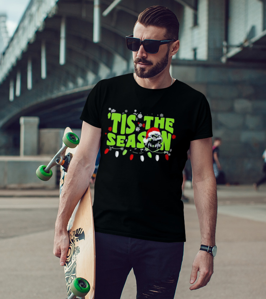Tis The Season Christmas Seattle Seahawks Football Santa Hat T-Shirt