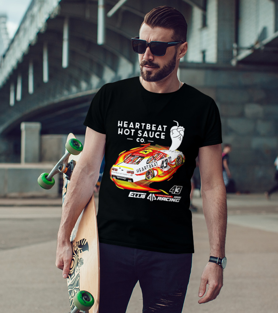 Heartbeat Hot Sauce Co Ryan Ellis 43 Alpha Prime Racing T-Shirt