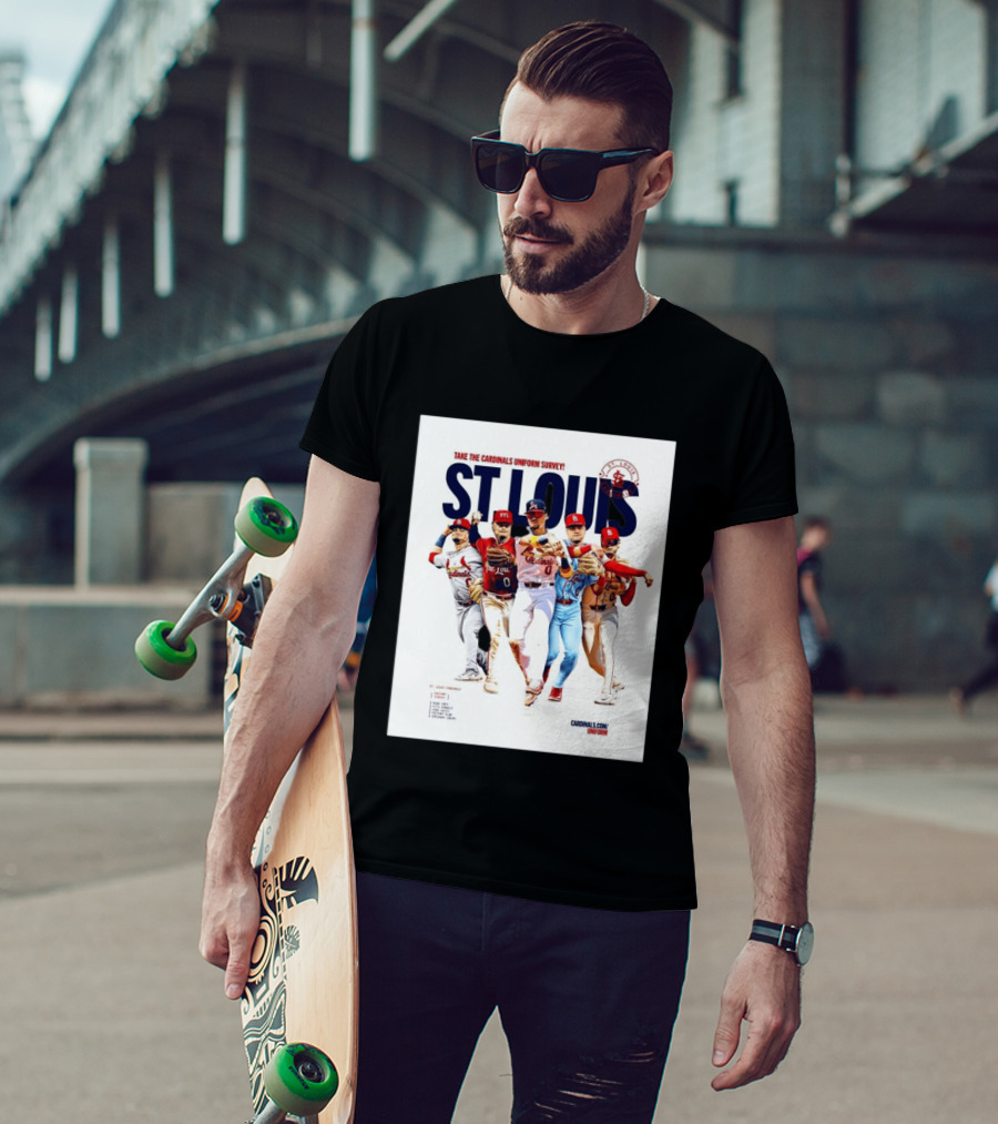 Take The Cardinals Uniform Survey St Louis Historic Baseball Players T-Shirt