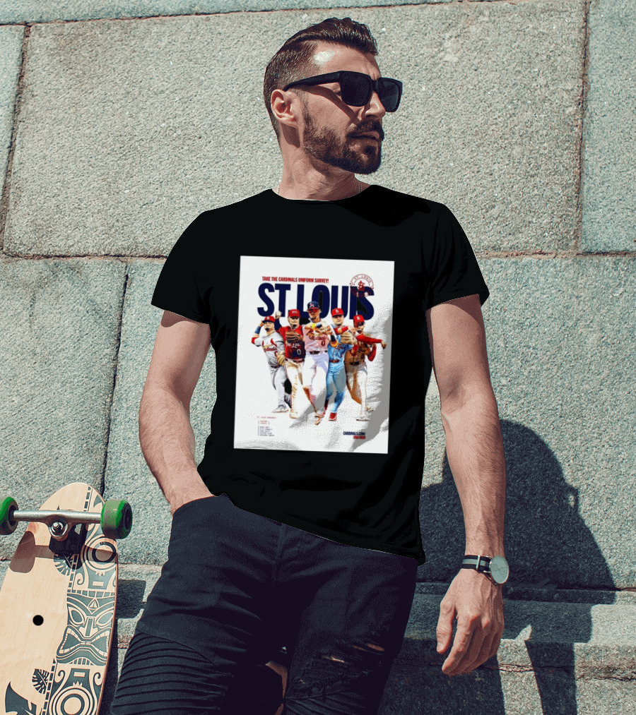 Take The Cardinals Uniform Survey St Louis Historic Baseball Players T-Shirt