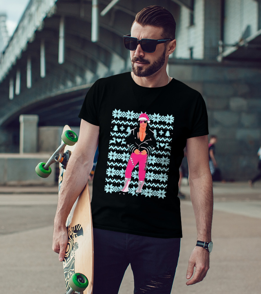 Bret Hart Ugly Christmas Jumper Retro Festive Pink Santa Outfit T-Shirt