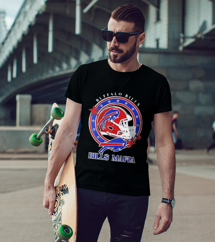 Buffalo Bills Bills Mafia Football Helmet Stars Oval T-Shirt