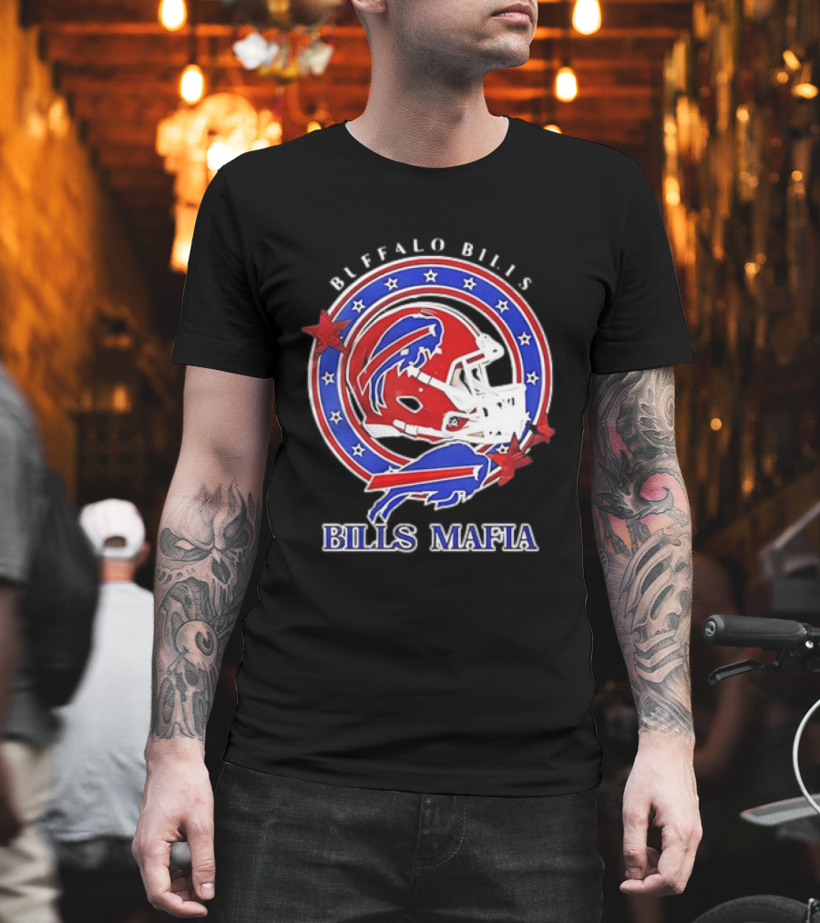 Buffalo Bills Bills Mafia Football Helmet Stars Oval T-Shirt