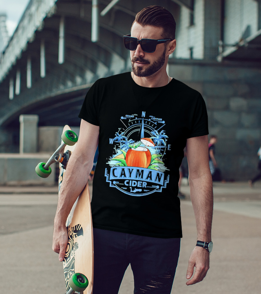 Cayman Cider Tropical Compass Palm Trees Beverage T-Shirt