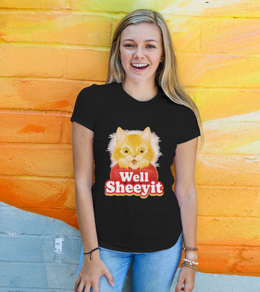 Well Sheeyit Surprised Orange Cat Humor T-Shirt