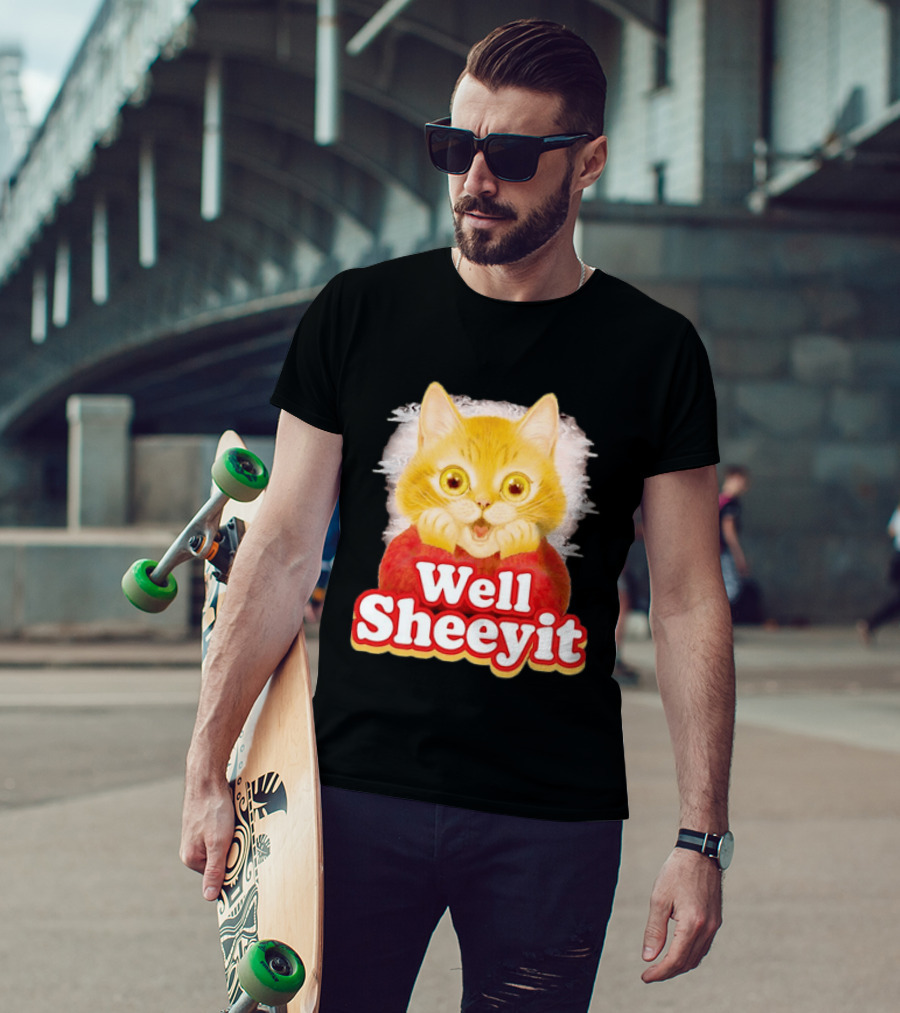 Well Sheeyit Surprised Orange Cat Humor T-Shirt