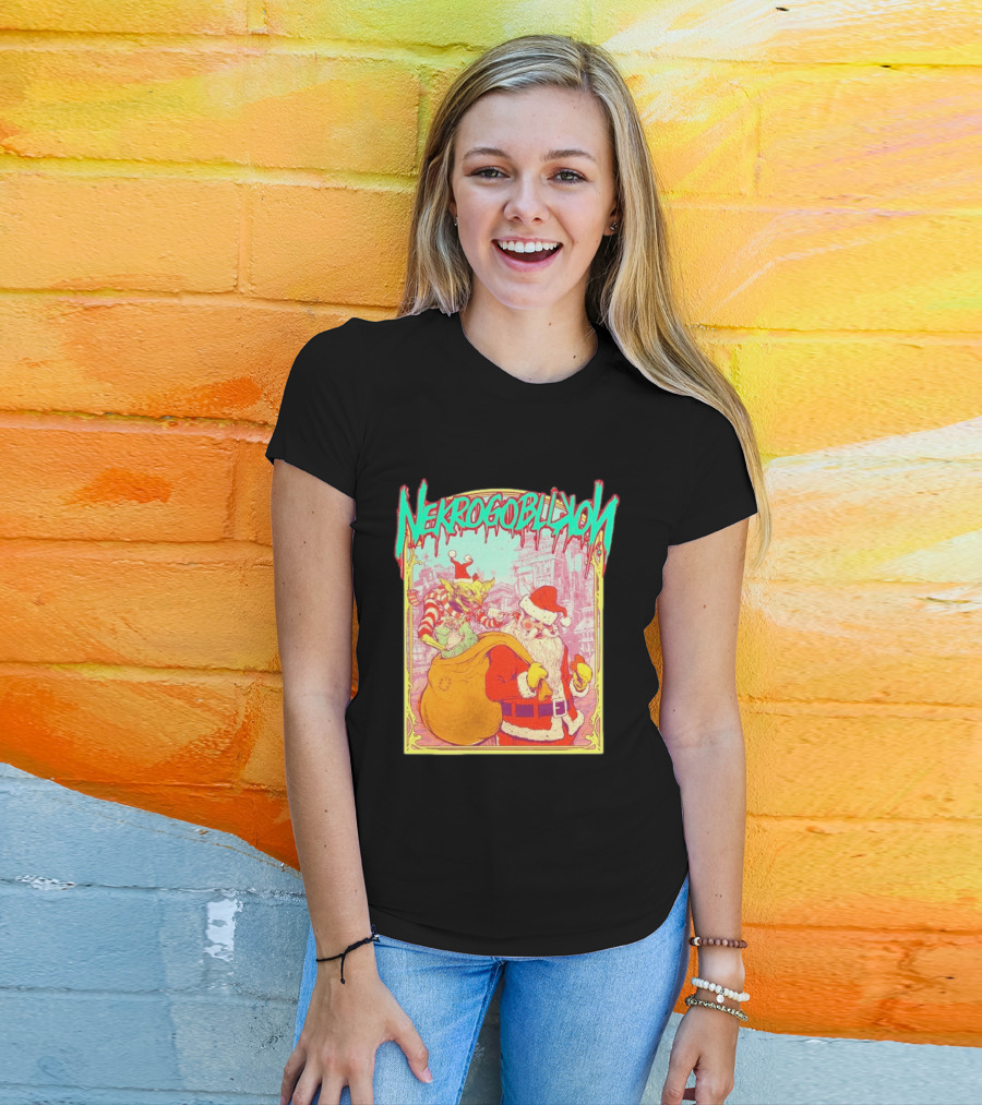 Santa Claus Nekrogoblikon Christmas Goblin Scene T-Shirt