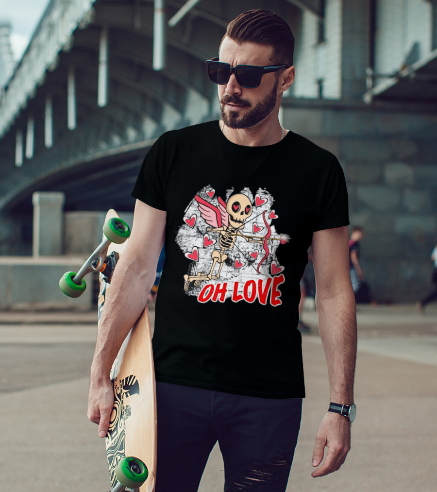 Skeleton Cupid Oh Love Hearts Valentine T-Shirt