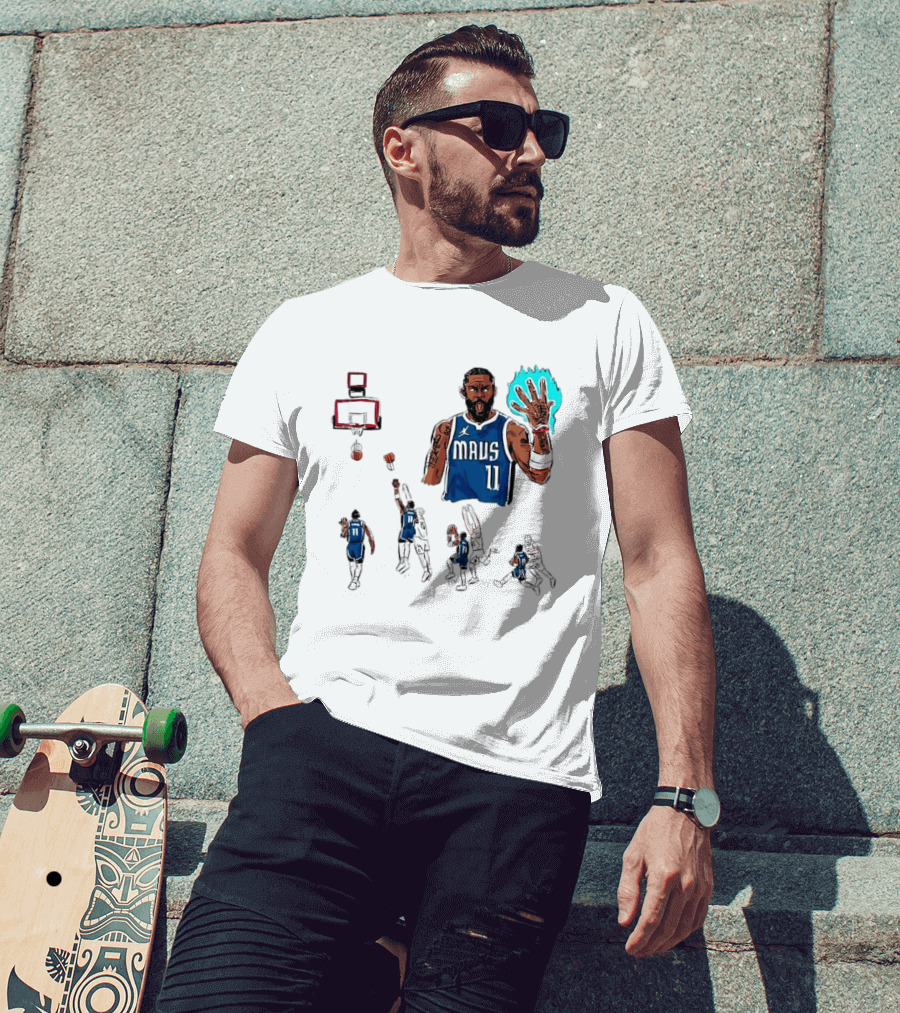 Dallas Mavericks Kyrie Irving Left Hand Hook Shot Game Winner Basketball Play Sequence T-Shirt
