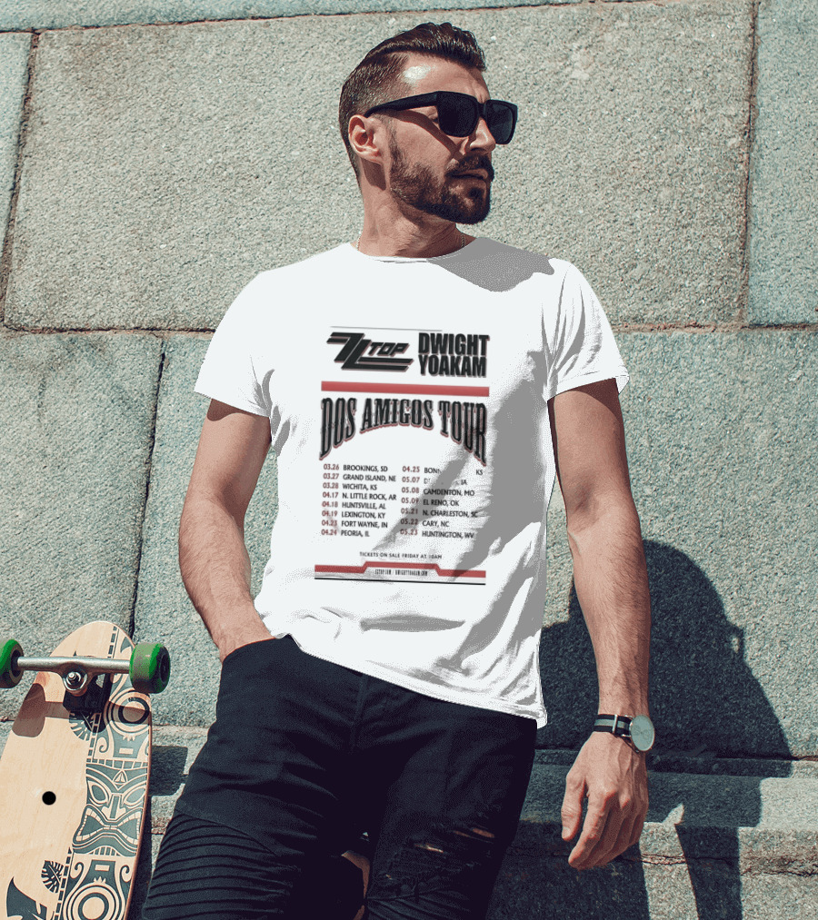 ZZ Top Dwight Yoakam Dos Amigos Tour 2026 Dates And Locations T-Shirt