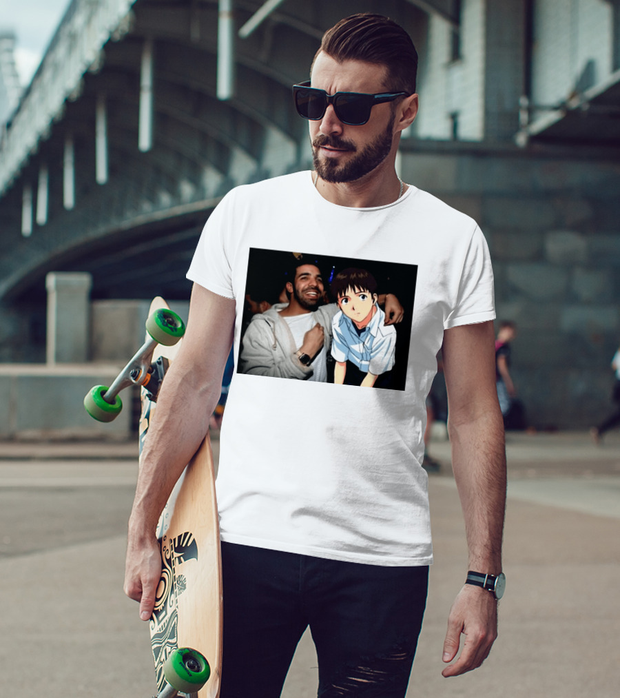 Drake With Shinji Ikari From Evangelion Anime T-Shirt
