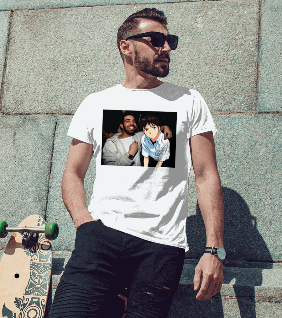 Drake With Shinji Ikari From Evangelion Anime T-Shirt