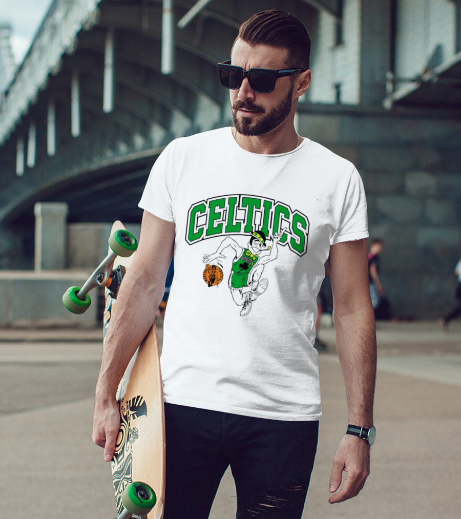 Boston Celtics Leprechaun Dancing Basketball St Patrick's Day Celebration T-Shirt