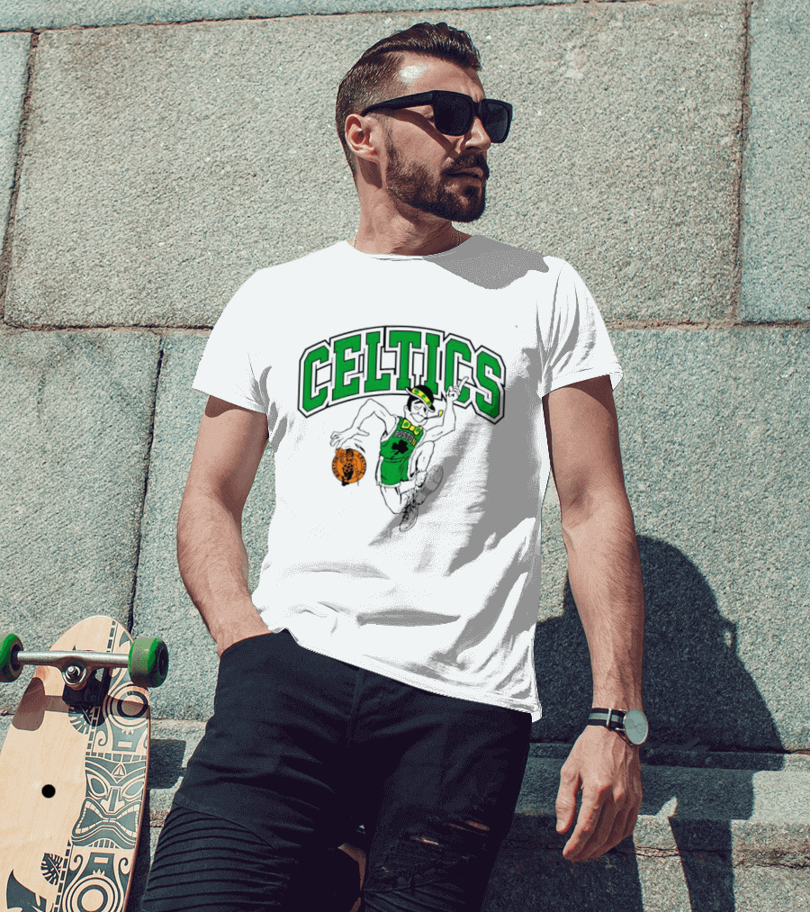 Boston Celtics Leprechaun Dancing Basketball St Patrick's Day Celebration T-Shirt